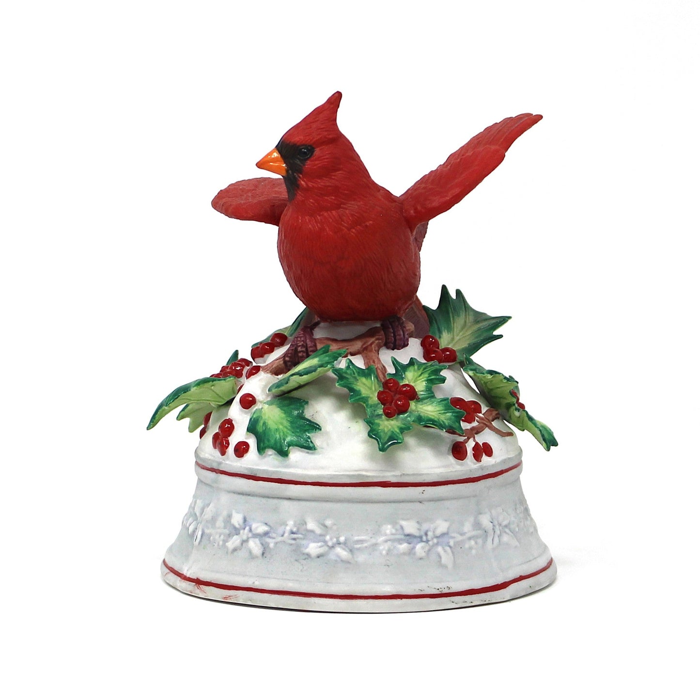 Musical Figurine, Christmas Cardinal, Plays Beethoven's Fur Elise, Porcelain, Vintage