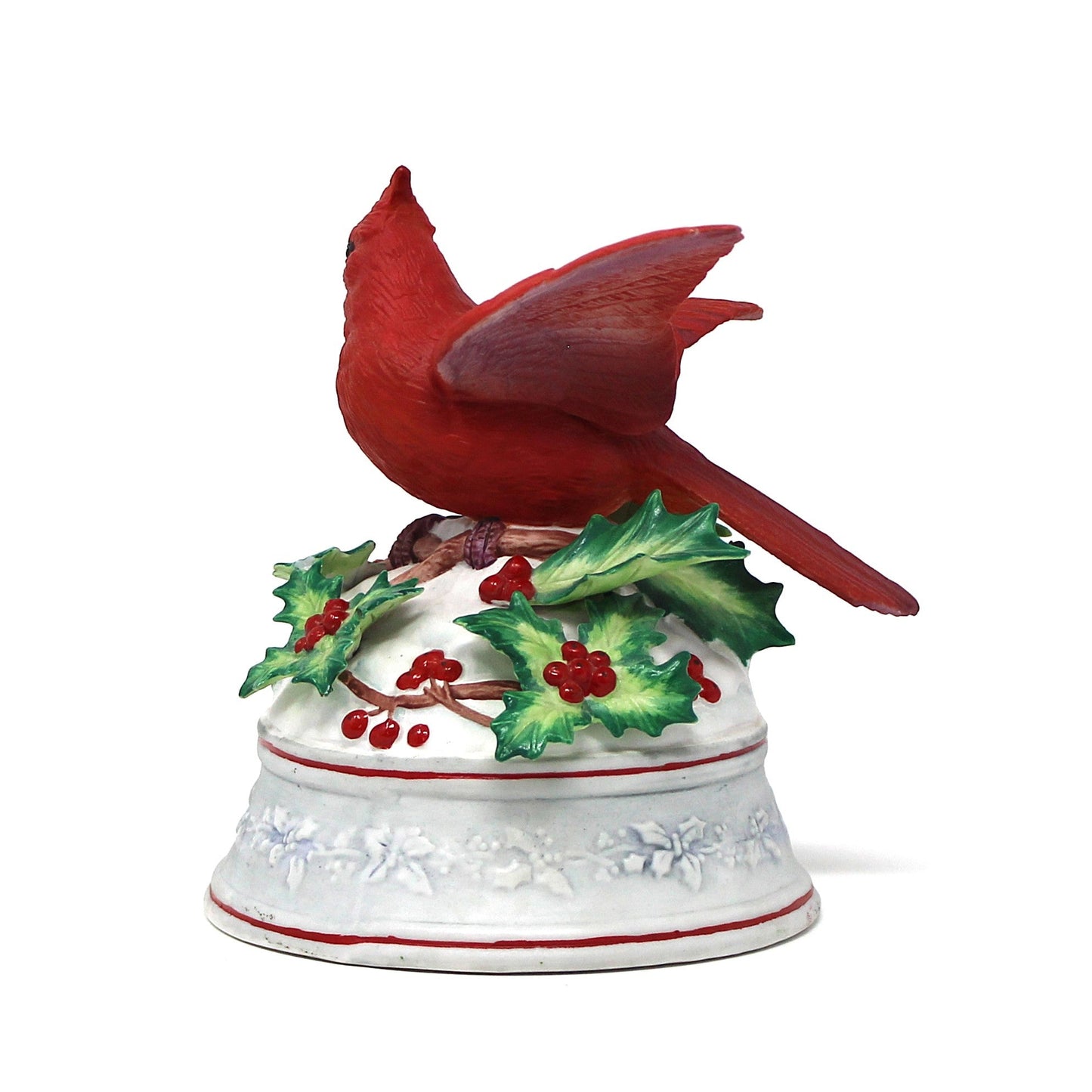 Musical Figurine, Christmas Cardinal, Plays Beethoven's Fur Elise, Porcelain, Vintage