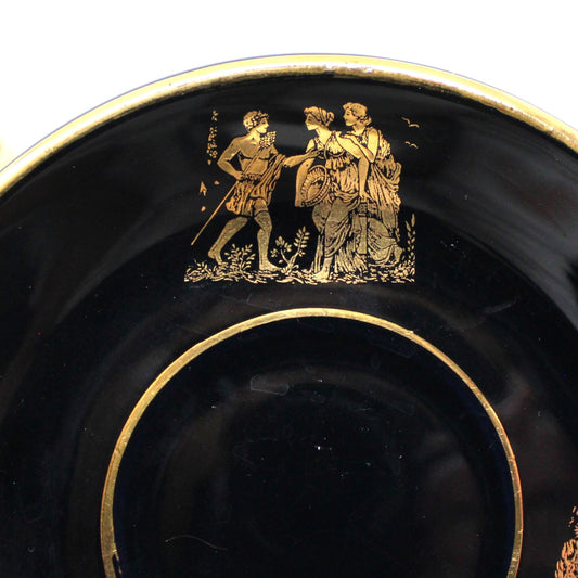 Demitasse & Saucer, Dagounis, 24K Gold & Black, Hand Made in Greece, Vintage