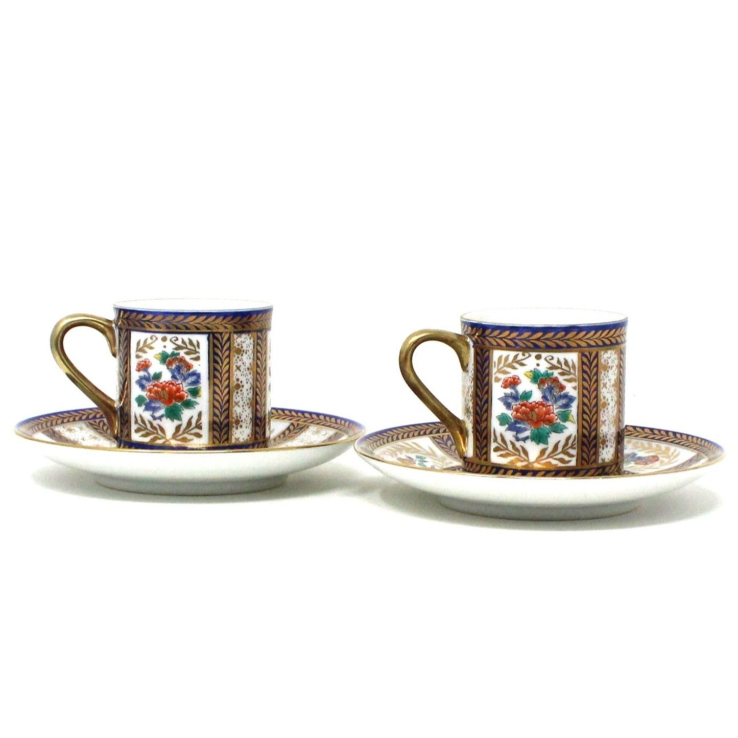 Demitasse & Saucer, Royal, Oriental Imari Floral, Hand Painted, Set of 2, Vintage Japan