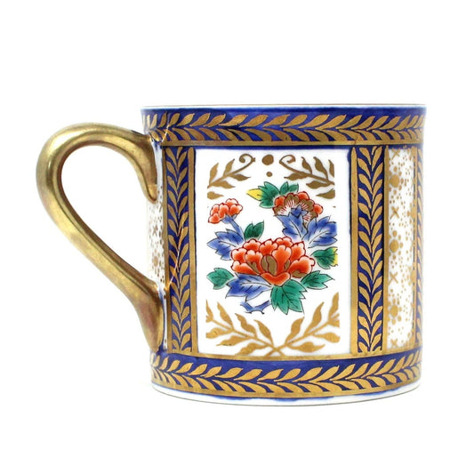 Demitasse & Saucer, Royal, Oriental Imari Floral, Hand Painted, Set of 2, Vintage Japan