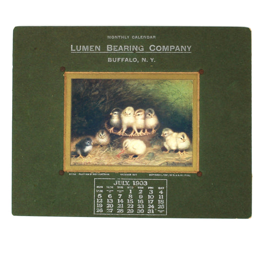 Antique Advertising Calendar dated 1903 with a painting Ben Austrian print, Chicks in Tin.