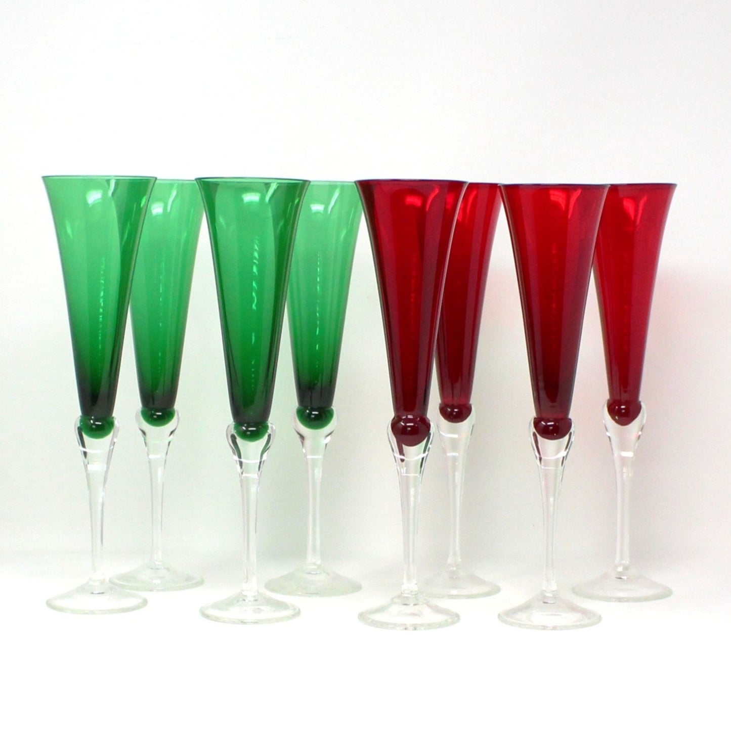 Champagne Flutes, Lenox, Holiday Gems, Ruby & Emerald, Set of 8, SOLD