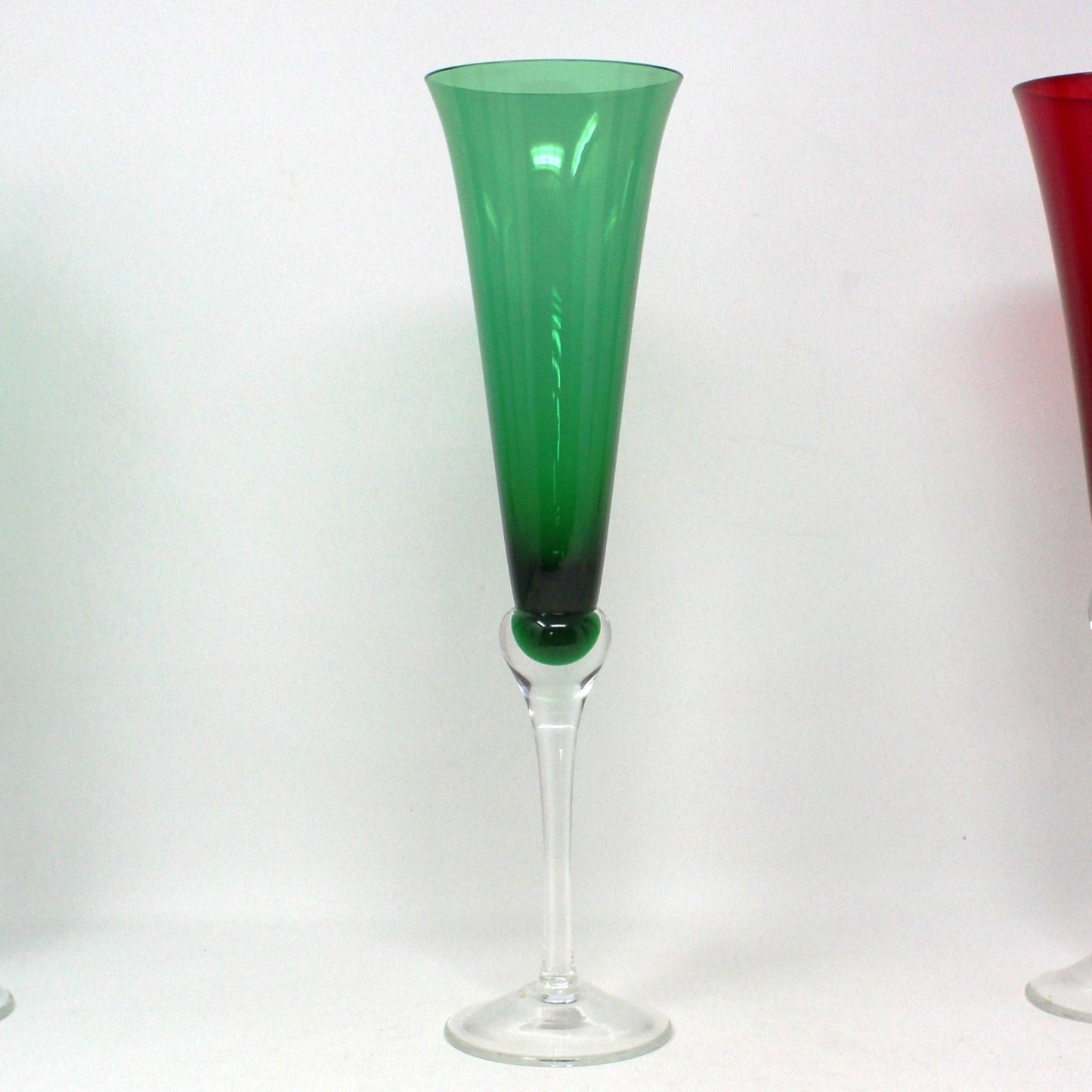 Champagne Flutes, Lenox, Holiday Gems, Ruby & Emerald, Set of 8, SOLD