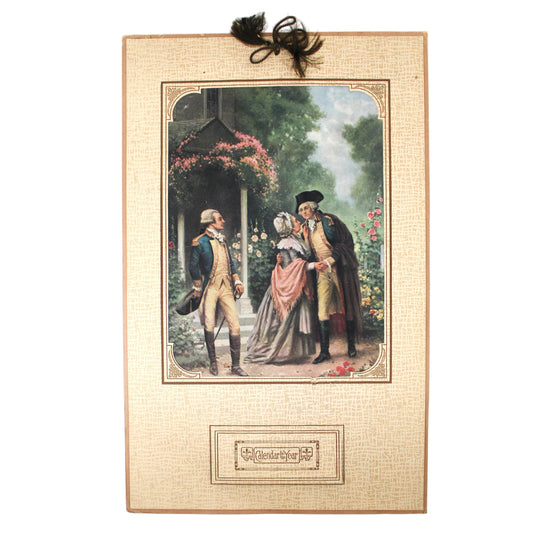 Calendar, Original, F.A.S Lithograph, George Washington & Lafayette, Vintage 1931, 19"