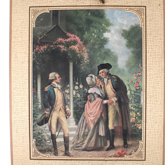Calendar, Original, F.A.S Lithograph, George Washington & Lafayette, Vintage 1931, 19"