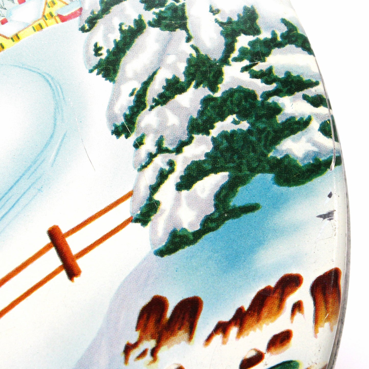 Tins, Gift Tin / Cookie Tin, Horse Drawn Sleigh Snowy Winter Scene, Olive Can Co, Vintage
