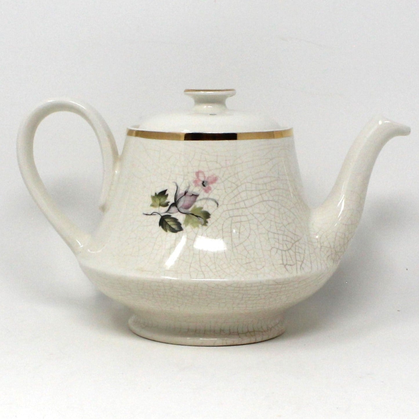 Antique Arthur Wood Teapot. Ceramic with Purple and Gray Flowers, Gold Rims, English Collectible Pottery.