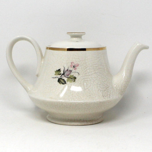 Antique Arthur Wood Teapot.  Ceramic with Purple and Gray Flowers, Gold Rims,  English Collectible Pottery.