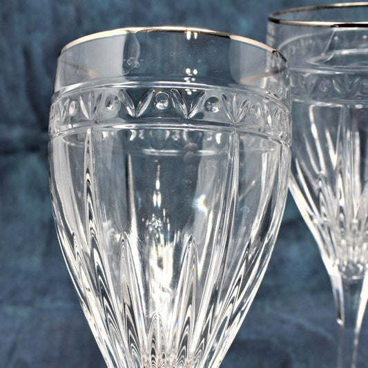 Water Goblets / Wine Glasses, Noritake, Christiana Platinum Set of 3, SOLD