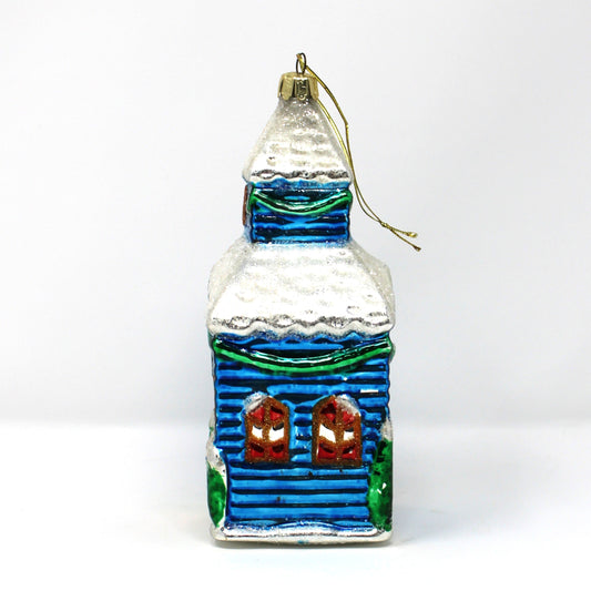 Ornaments, Figural Church Shaped, Large Mouth Blown Glass, European Style, Vintage