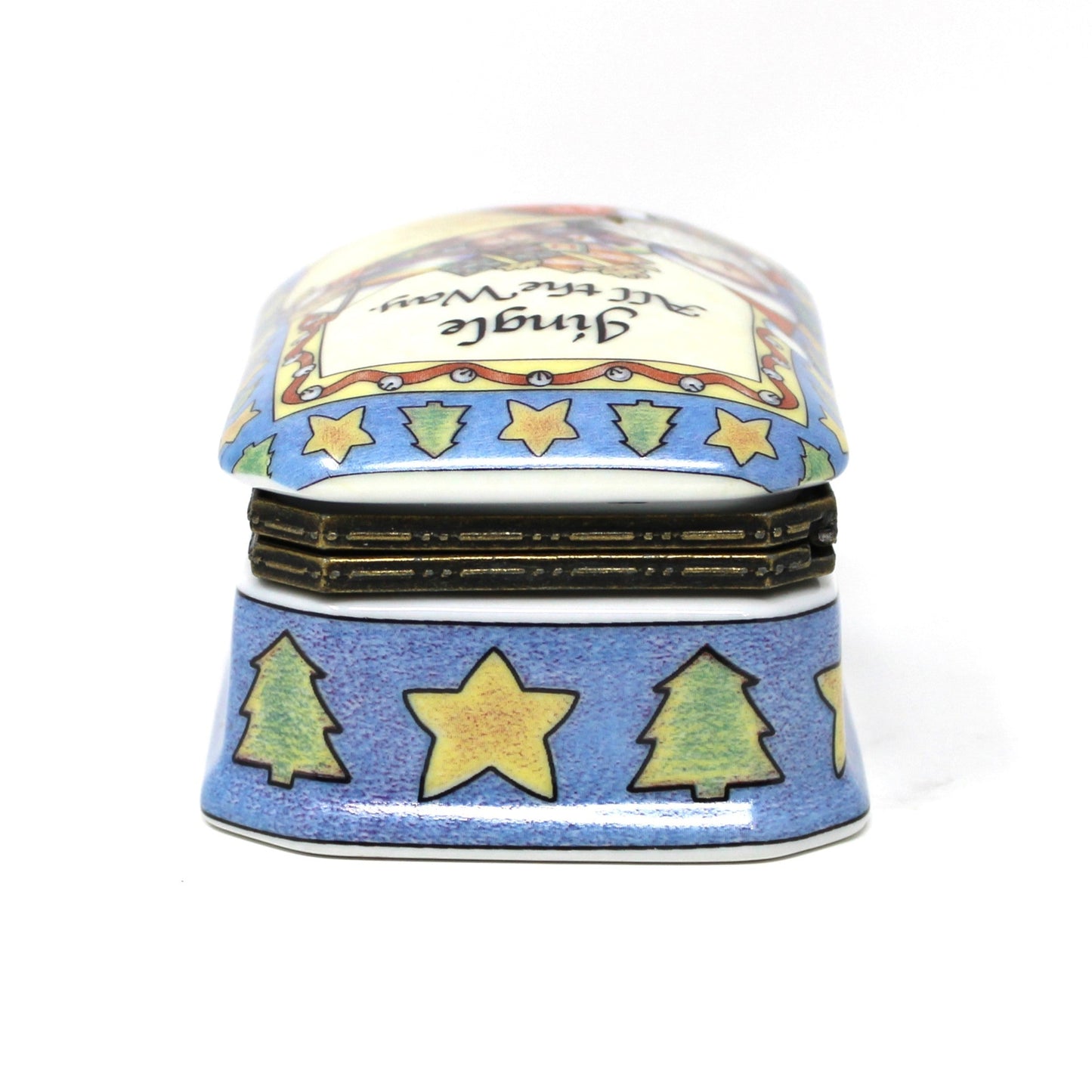 Trinket Box, Hinged, Suzanne Cruise, Christmas Santa, Jingle All The Way, Porcelain, Vintage
