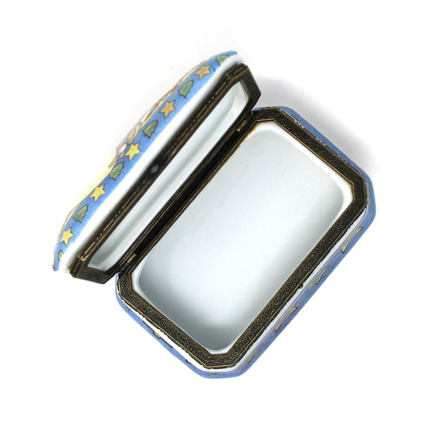 Trinket Box, Hinged, Suzanne Cruise, Christmas Santa, Jingle All The Way, Porcelain, Vintage