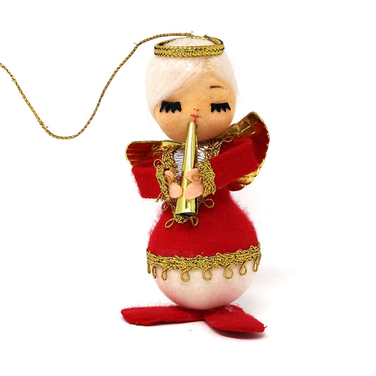 Ornaments, Christmas Musical Angels, Flocked & Gold Trimmings, Vintage RARE