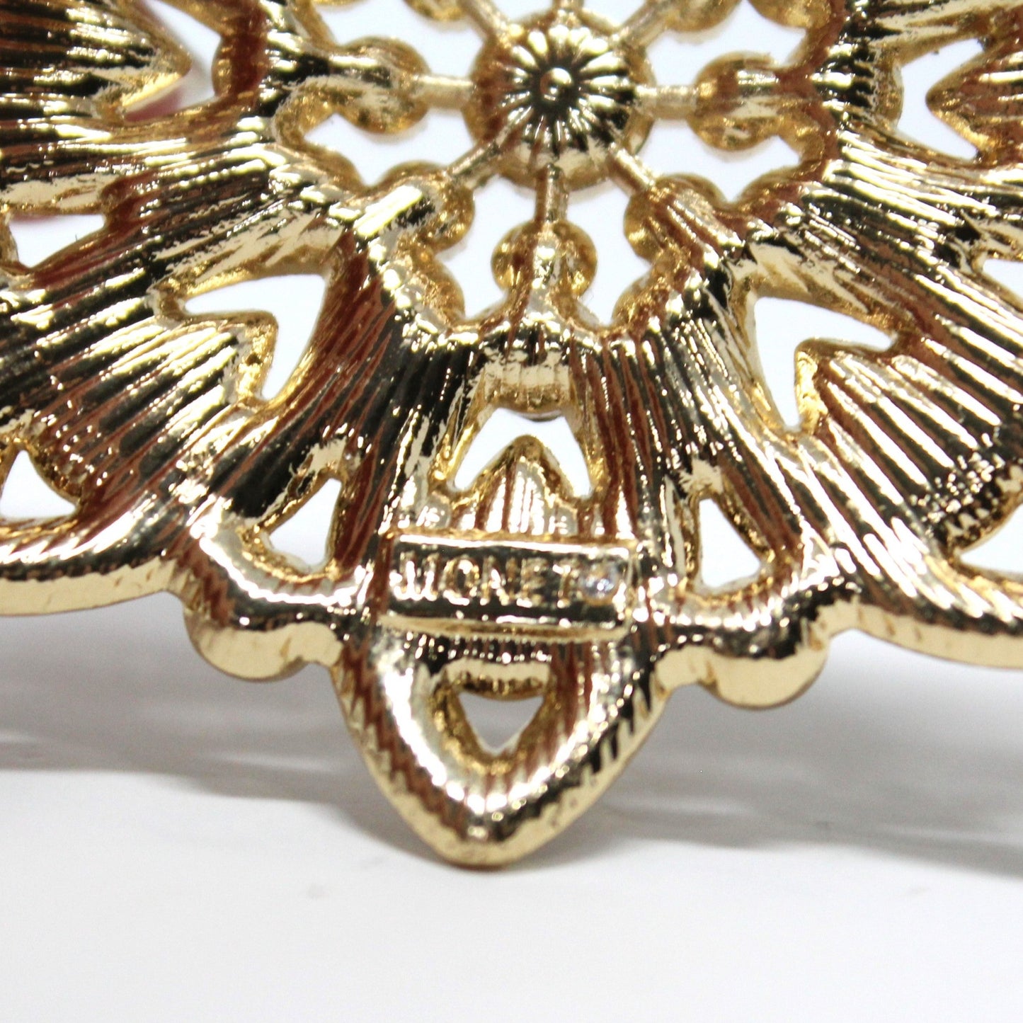 Brooch / Pin, Monet, Christmas Poinsettia Flower, Red & Clear Rhinestones, SOLD