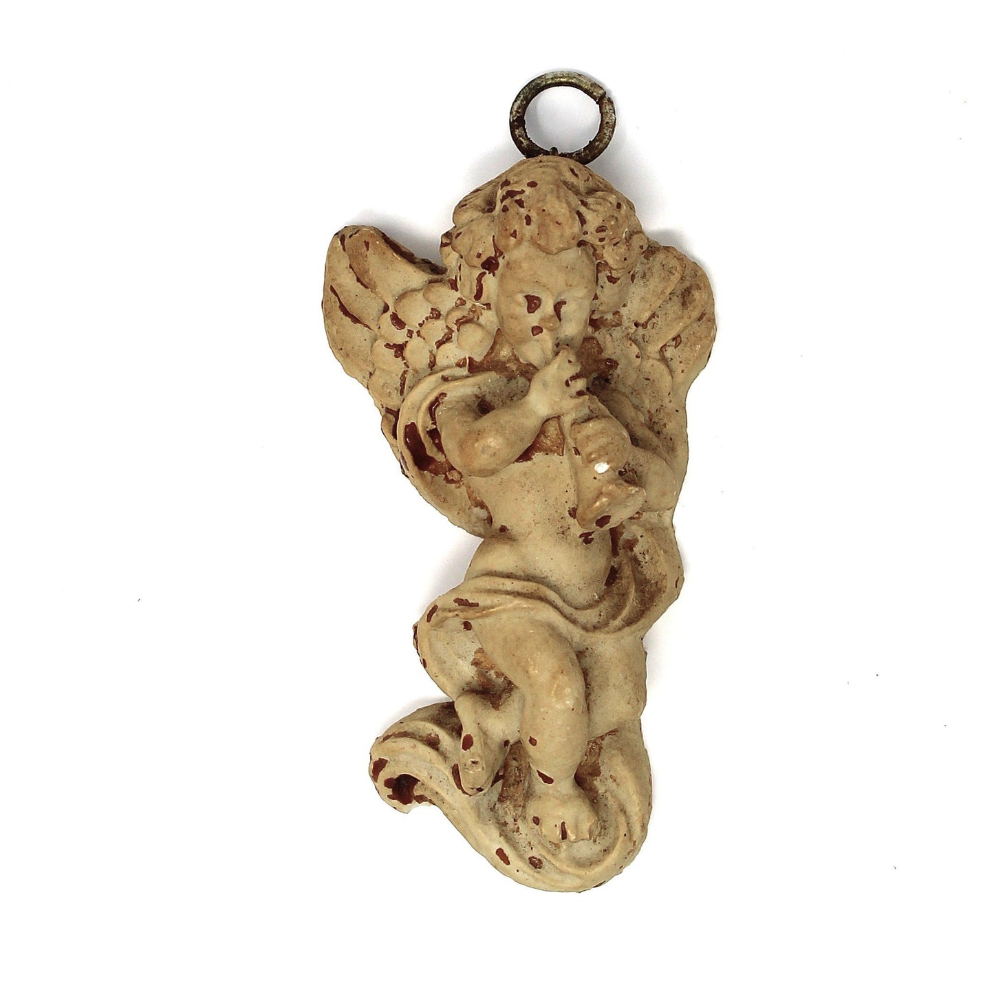 Wall Decor, Cherub Angels Plaques, Distressed Musical Angels, Imitation Cast Stone, Decor, Set of 2