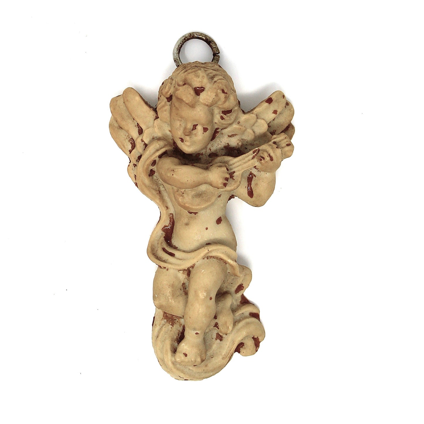 Wall Decor, Cherub Angels Plaques, Distressed Musical Angels, Imitation Cast Stone, Decor, Set of 2