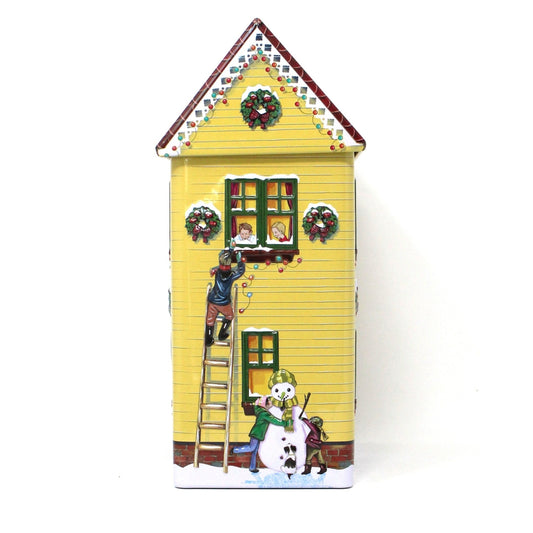 Tins, Gift Tin / Cookie Tin, Harry London, Christmas Village Tin, Yellow House, SOLD