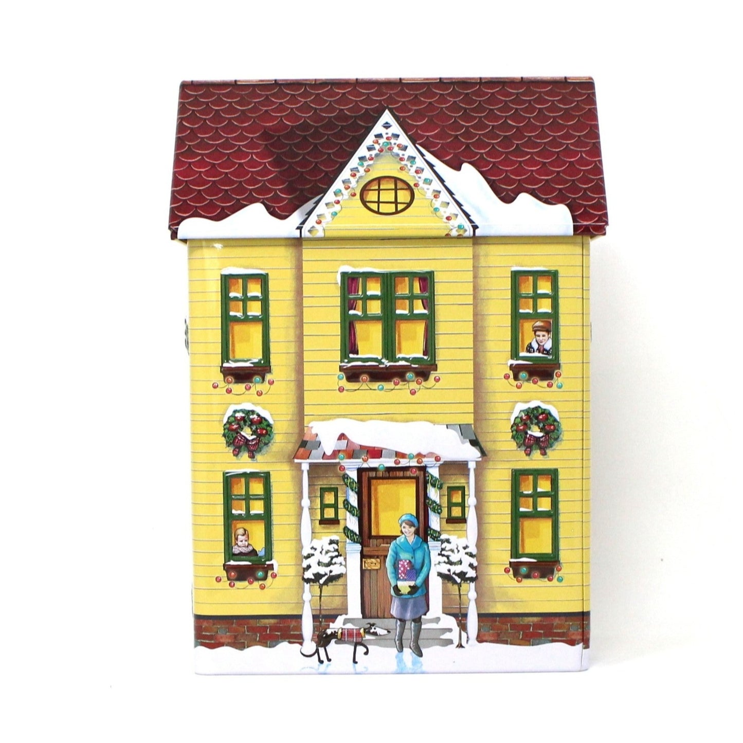 Tins, Gift Tin / Cookie Tin, Harry London, Christmas Village Tin, Yellow House, SOLD