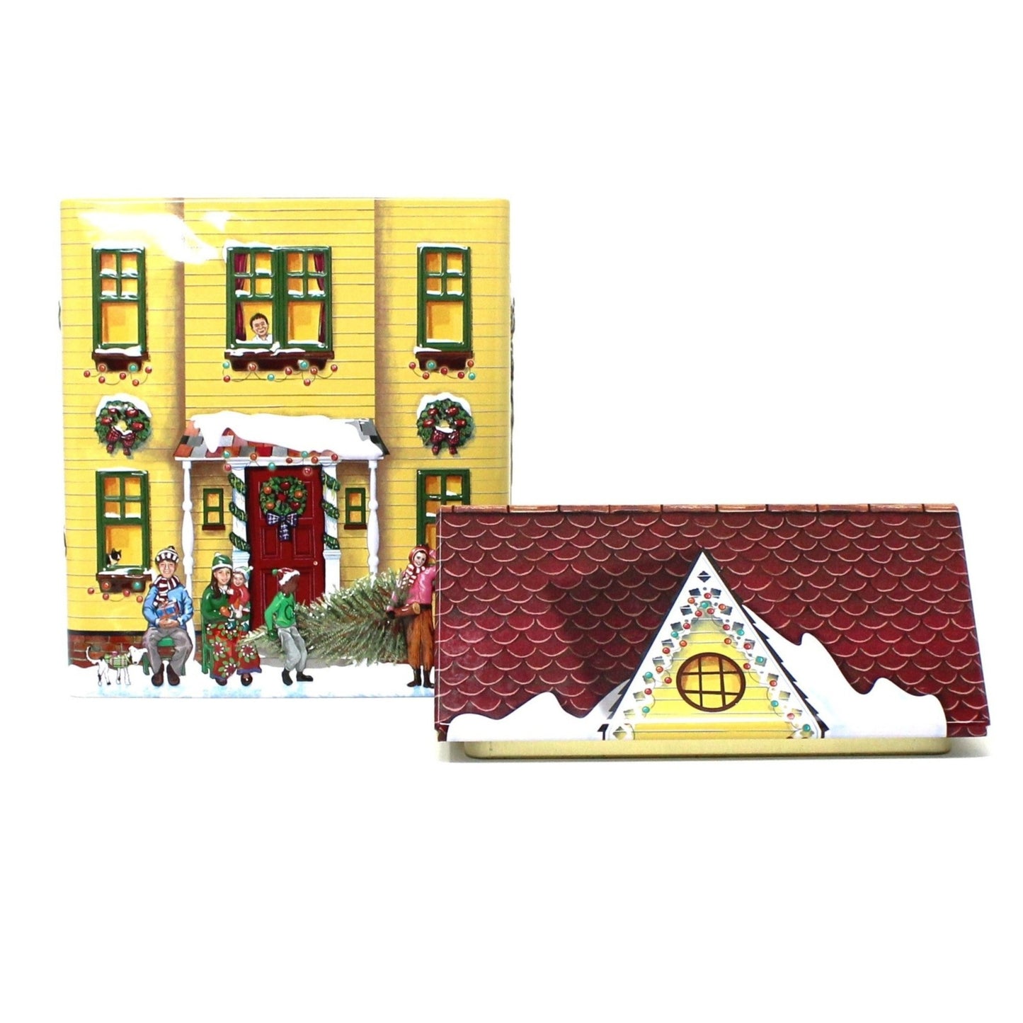 Tins, Gift Tin / Cookie Tin, Harry London, Christmas Village Tin, Yellow House, SOLD
