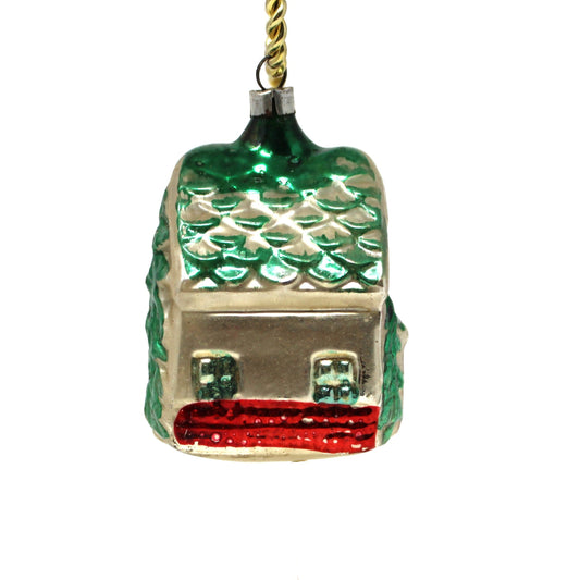 Ornaments, Christmas Mercury Blown Glass, Cottage House, Lauscha, Germany, Antique