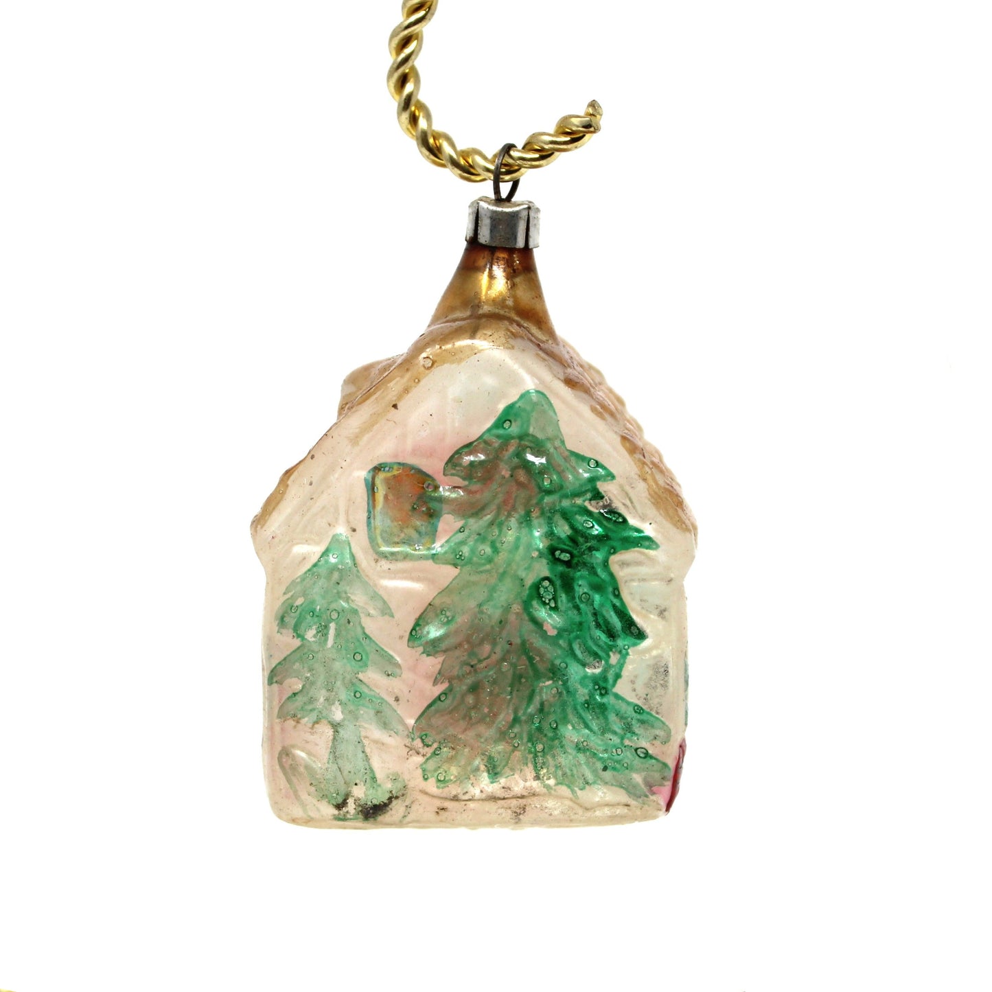 Ornaments, Christmas Mercury Blown Glass, Cottage House, Lauscha, Germany, Antique