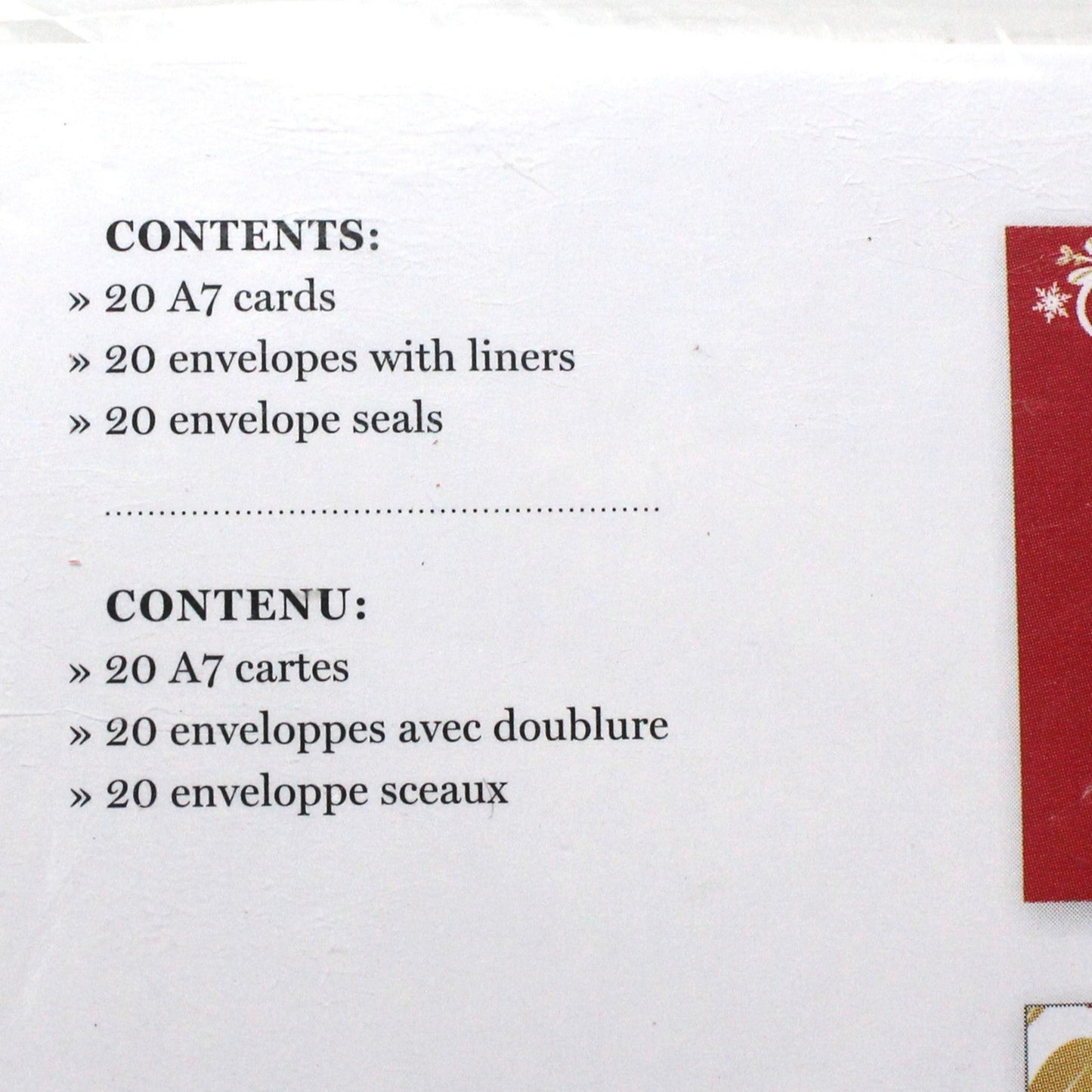 Greeting Card / Christmas, Set of 20 cards w/Envelopes, Red, Gold, White Reindeers & Holly, Unused