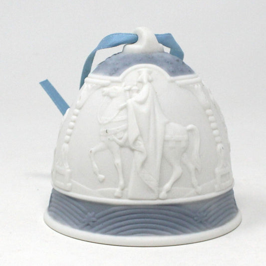 Ornaments, Lladro, Annual Christmas Bell, Blue 1990, Porcelain, Vintage, SOLD