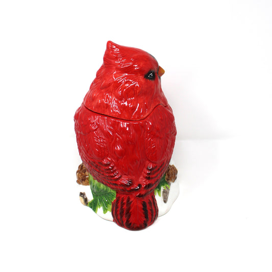 Cookie Jar, Figural Red Cardinal Shaped, Biscuit Canister, Christmas Kitchen Decor, Vintage