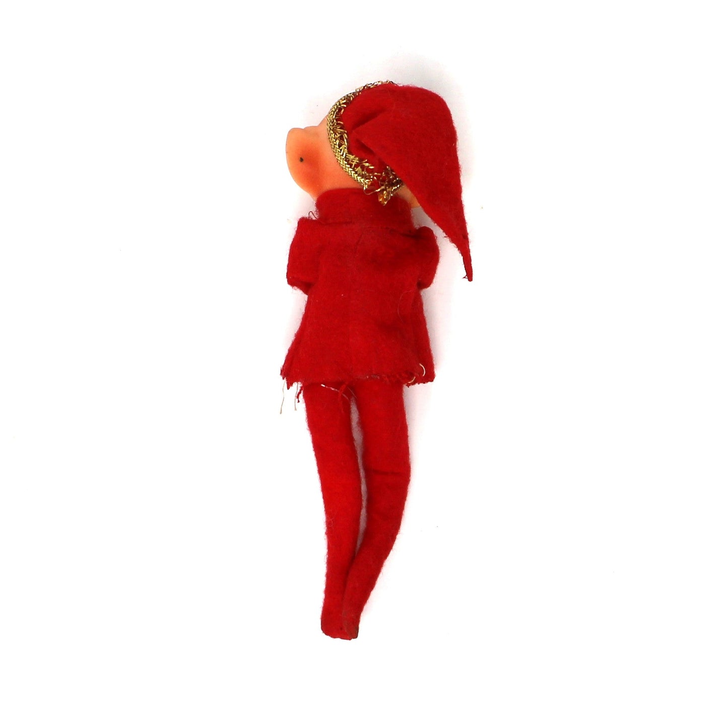 Ornaments, Pixie Elf Doll, Mid Century Christmas, Felt, Sold Separately: Red / Green / White, Pointy Nose, Vintage