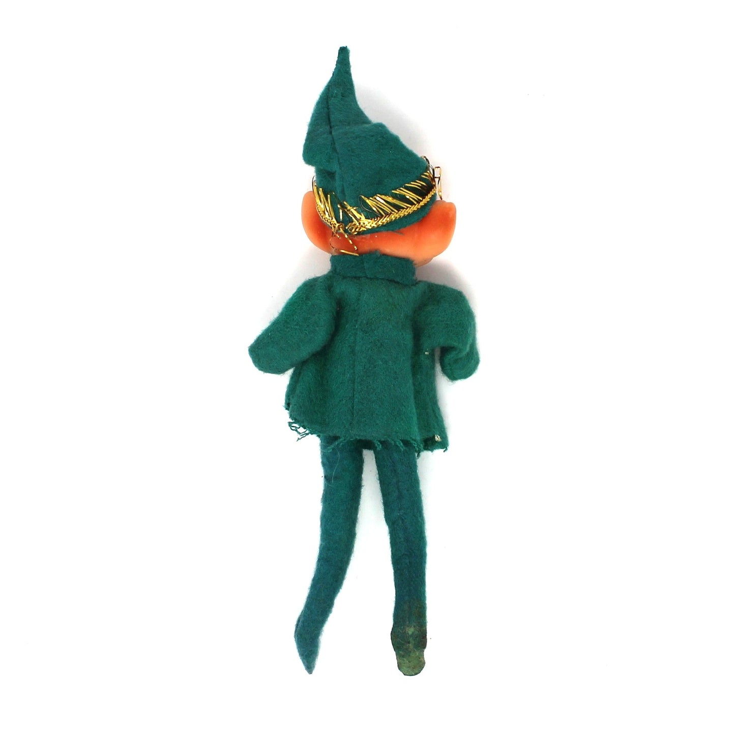 Ornaments, Pixie Elf Doll, Mid Century Christmas, Felt, Sold Separately: Red / Green / White, Pointy Nose, Vintage