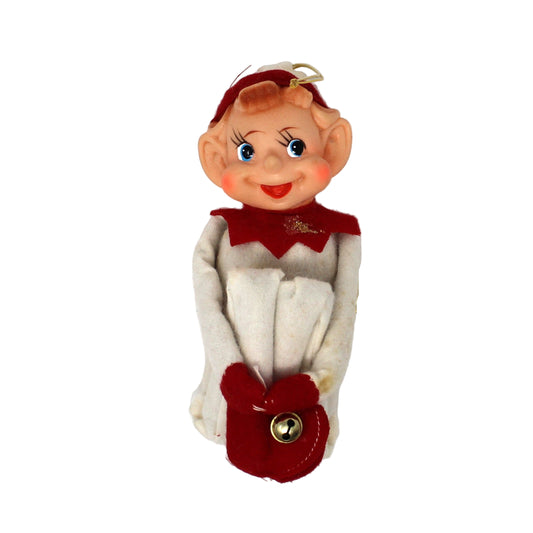 Vintage Knee Hugger Pixie Elf figurine Christmas Ornament.