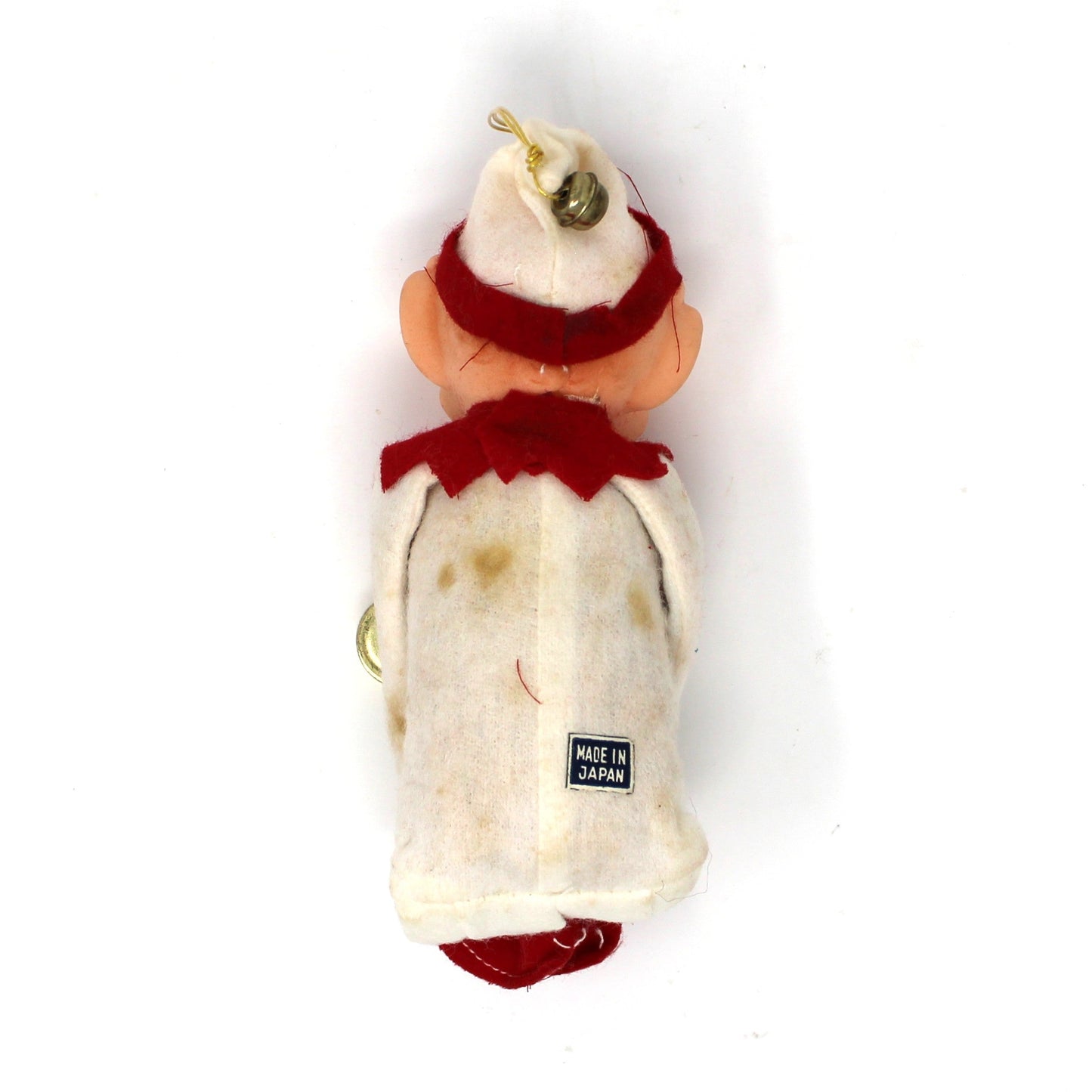Ornaments, Knee Hugger / Pixie Elf, Mid Century Christmas Collectible, LARGE, Pointy Nose, Red & White Felt, Vintage