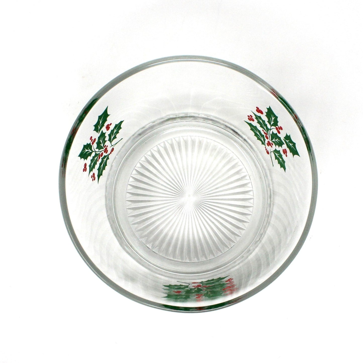 Ice Bowl, Ice Bucket, Bartlett Collins / Indiana Glass, Christmas Holly, Vintage