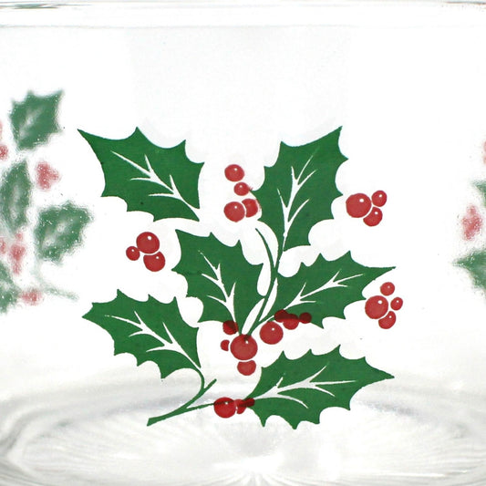 Ice Bowl, Ice Bucket, Bartlett Collins / Indiana Glass, Christmas Holly, Vintage