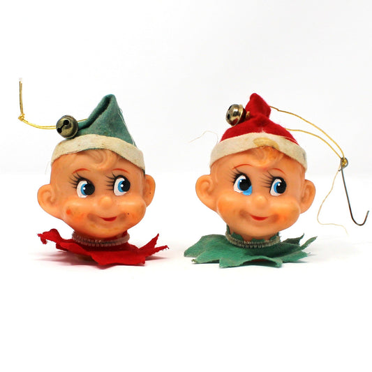 Ornaments, Pixie Elf Christmas Light Cover, Mid Century Collectible, Green OR Red Sold Separately, Vintage