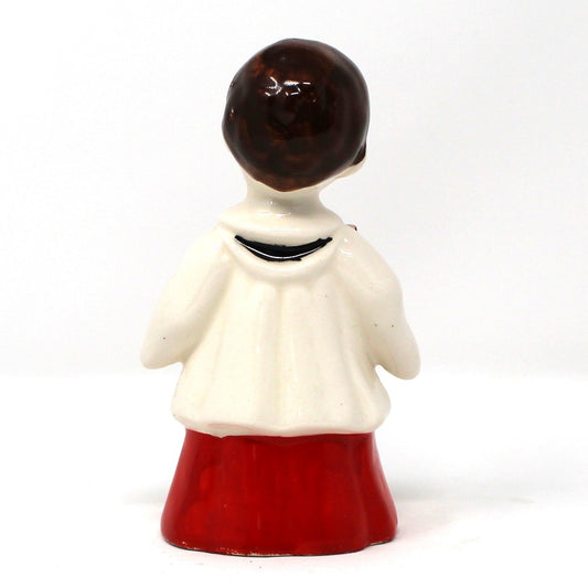 Figurine: Christmas Choir Boy, Red & White Robe, Hymnal, Hand Painted, Kreiss, Japan, Vintage 1950s