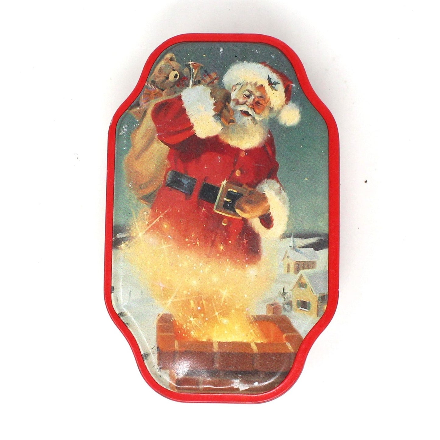 Tins, Gift Tin / Cookie Tin, Season's Greetings Santa Claus by Tom Browning, Olive Can Co, Vintage, SOLD