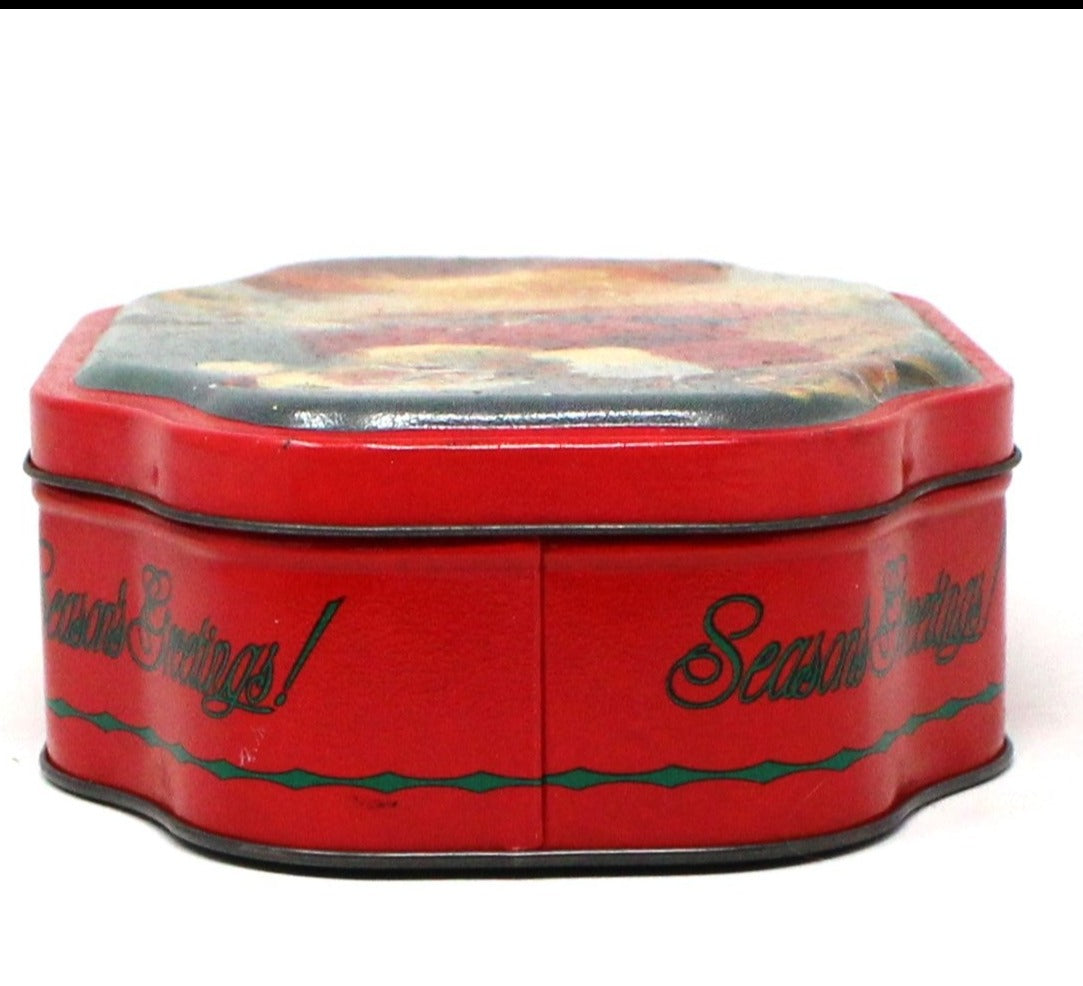 Tins, Gift Tin / Cookie Tin, Season's Greetings Santa Claus by Tom Browning, Olive Can Co, Vintage, SOLD
