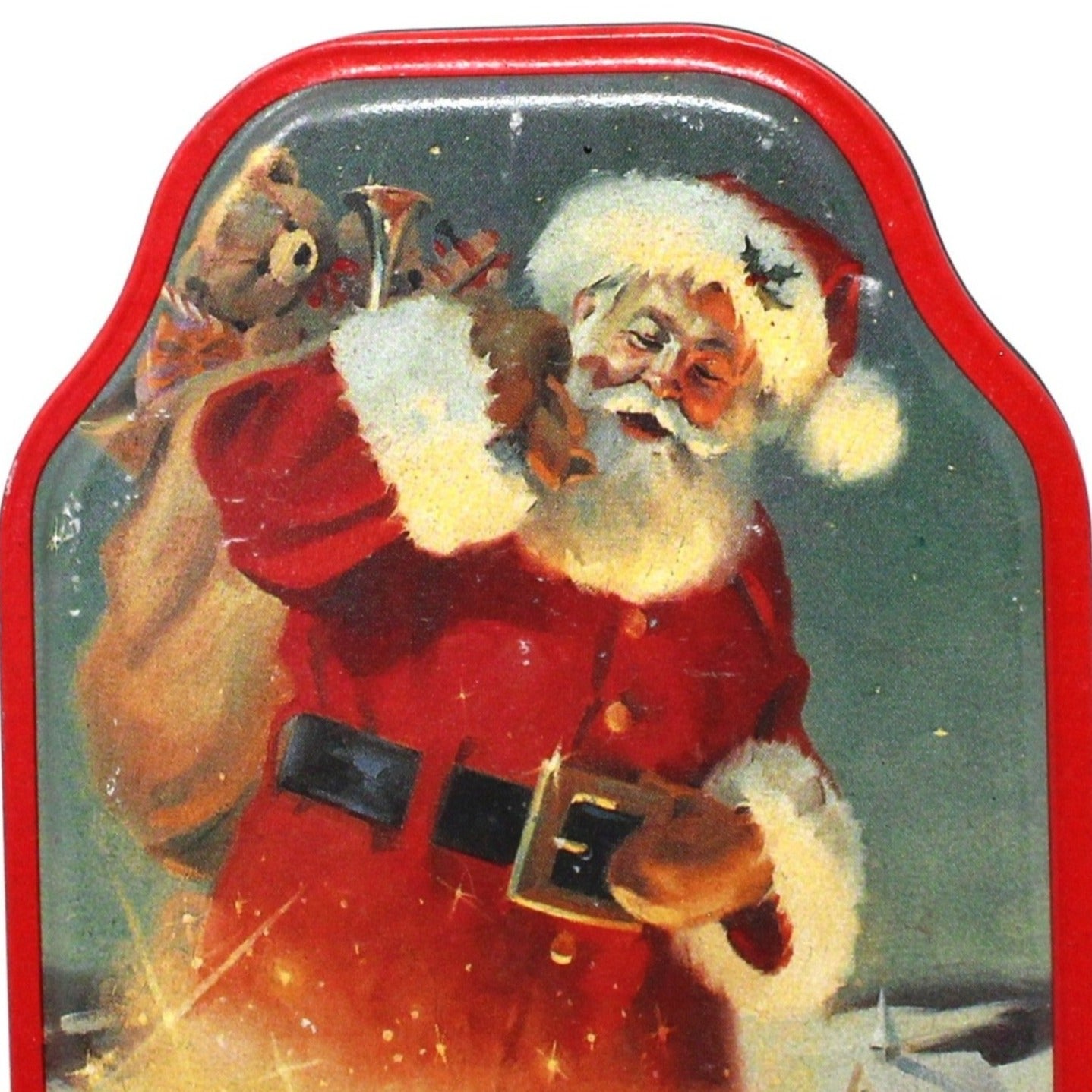 Tins, Gift Tin / Cookie Tin, Season's Greetings Santa Claus by Tom Browning, Olive Can Co, Vintage, SOLD