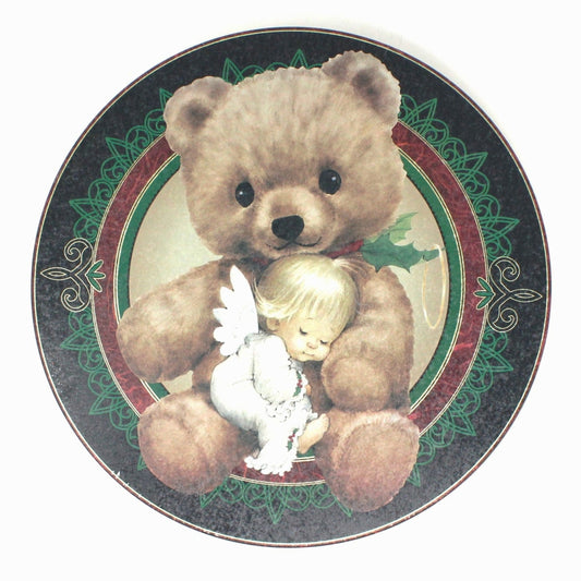 Tins, Gift Tin / Cookie Tin, Ruth Morehead, Angel with Teddy Bear Collectible Tin, Vintage
