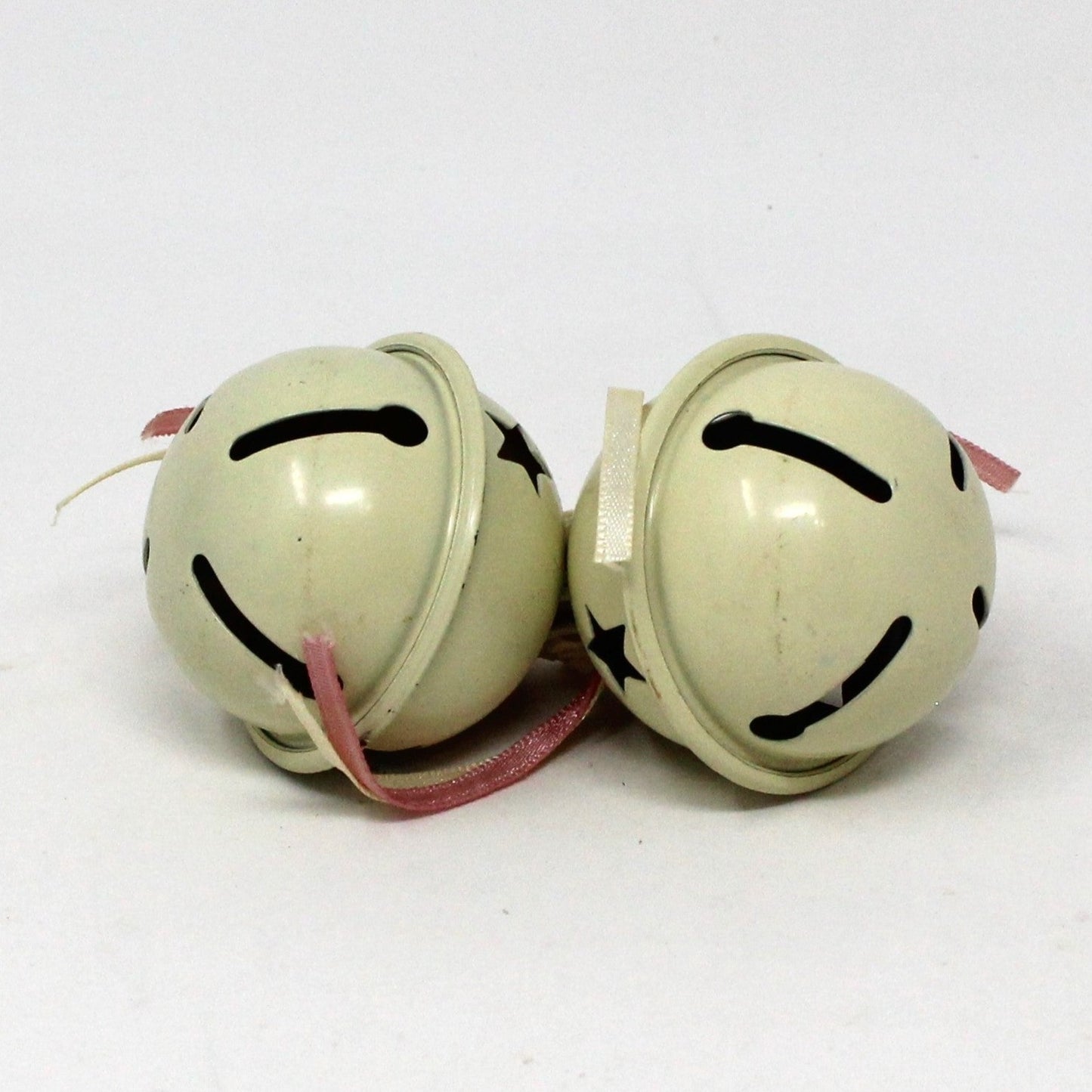 Ornaments, Sleigh Bells, Hand Decorated, Christmas White Bells