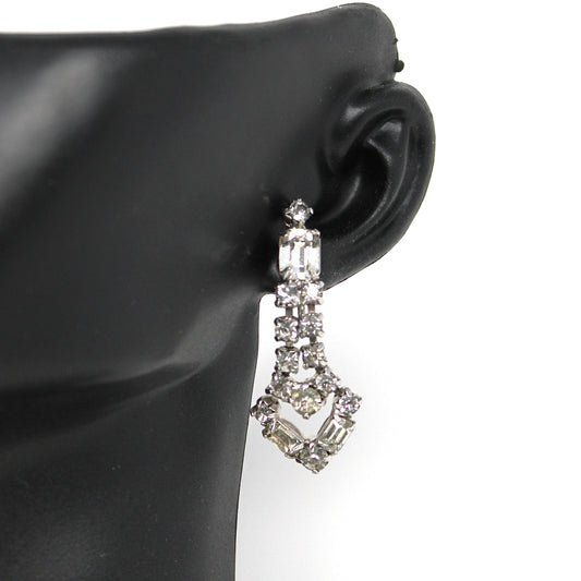 Necklace, Bracelet and Earrings Set Parure, Crystal Rhinestones Jewelry, 1950's, Prong Set, Vintage