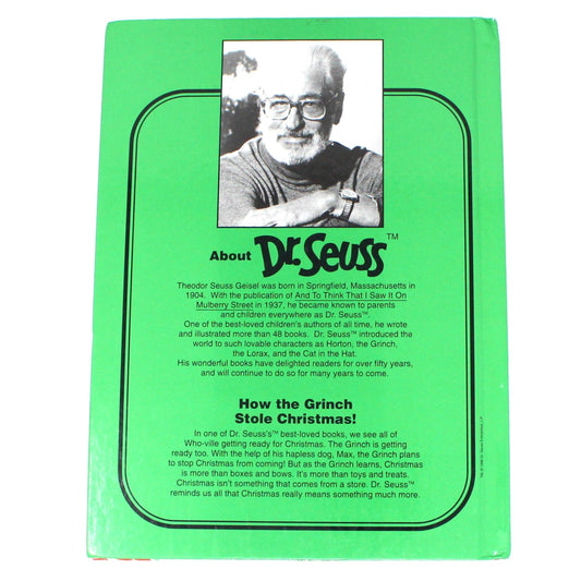 Children's Book, How The Grinch Stole Christmas, Seuss, Hardcover, Vintage 1991