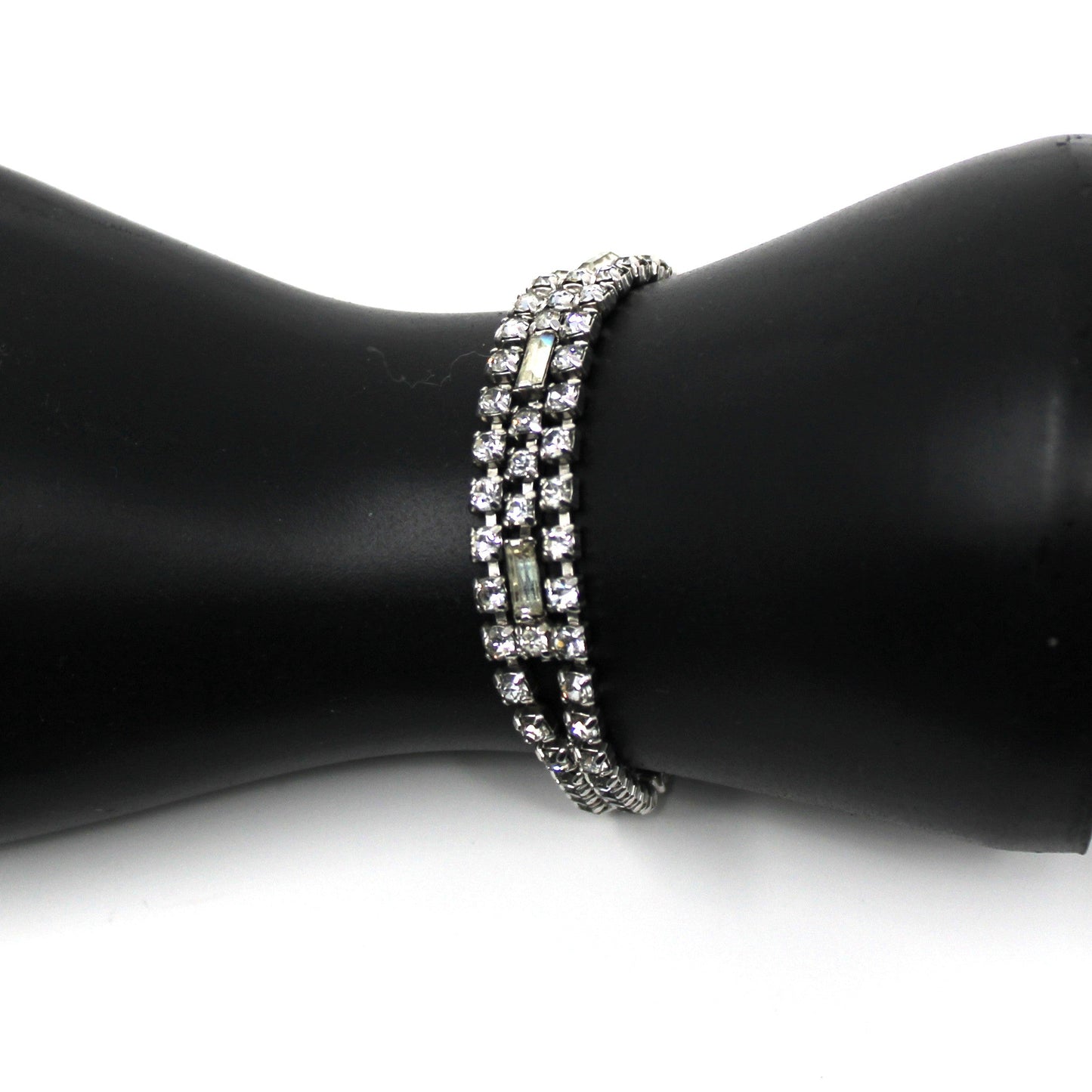 Necklace, Bracelet and Earrings Set Parure, Crystal Rhinestones Jewelry, 1950's, Prong Set, Vintage