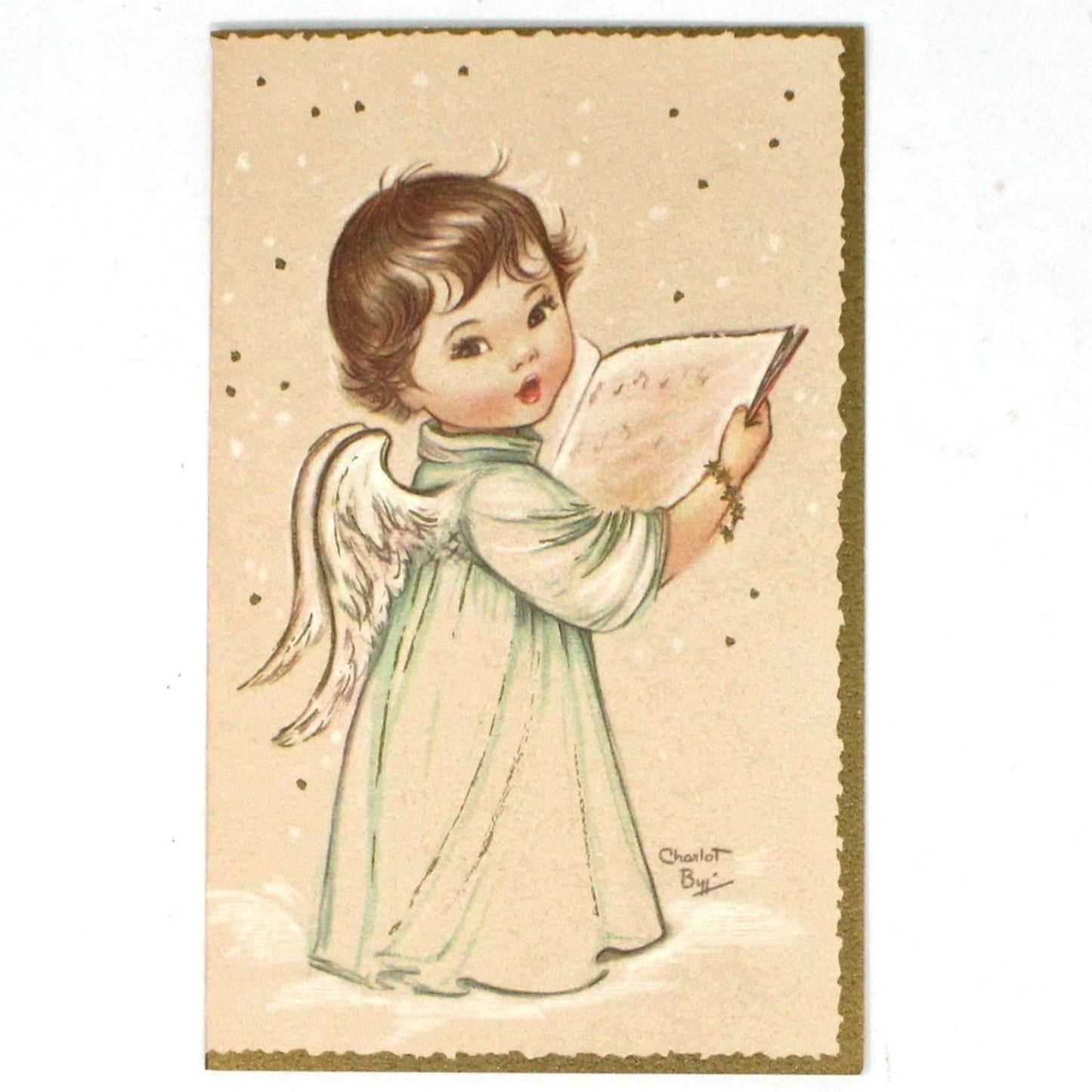 Greeting Card / Christmas Card, Charlot Byj, Angel Singing, Unused with Envelope, Original Hampshire, Vintage