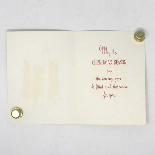 Greeting Card / Christmas Card, Red Flocked Candles, Glitter & Gilded, Unused with Envelope, Original Coronation, Vintage