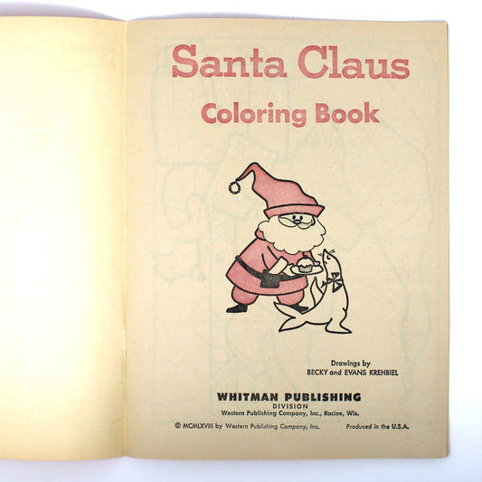 Coloring Book, Christmas Santa Claus, Whitman, Florence Sarah Winship, Vintage 1968