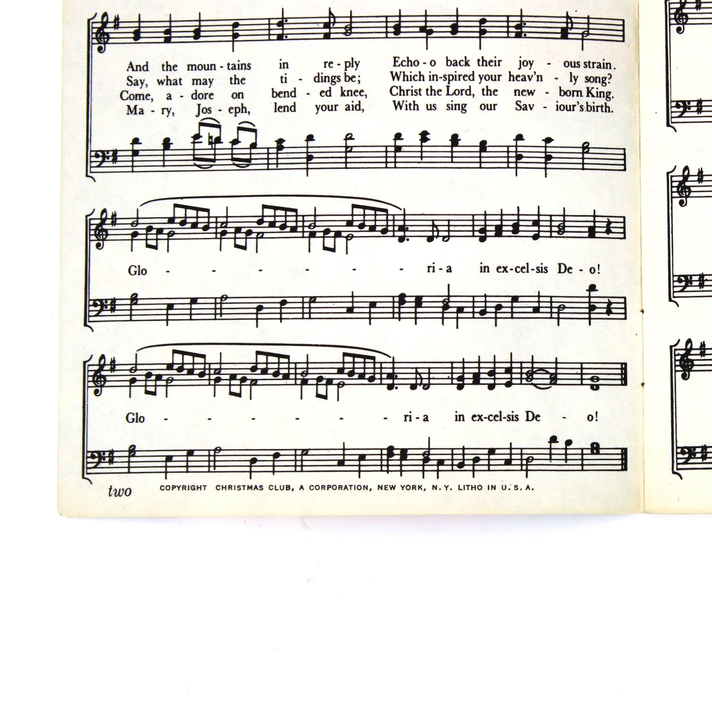 Songbook / Lead Sheet, Christmas Carols, Savings Club, Singing Angel with Poinsettias, Vintage Promotional Item