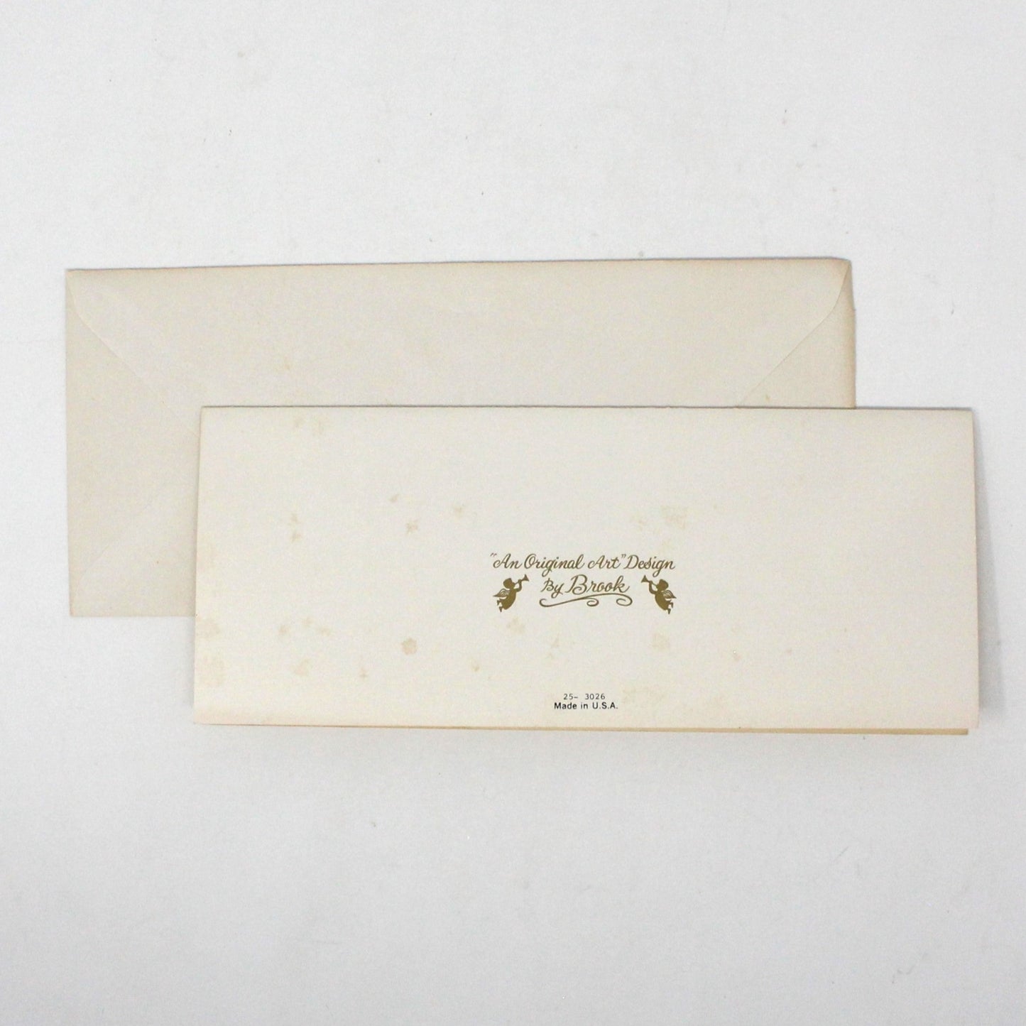 Greeting Card / Christmas Card, Red & Gold Greetings, Gilded, Unused with Envelope, Original Design by Brook, Vintage